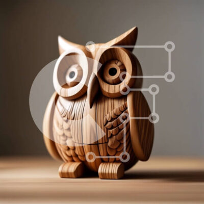 Intra Συλλεκτικό Ξύλινο Παζλ Plywood 4mm - Όμορφο ξύλινο άγαλμα κουκουβάγιας με περίπλοκα σκαλίσματα Σε Ξύλινο Κουτί - Διαστάσεις: 10x10 cm – 25 κομμάτια - Image 1