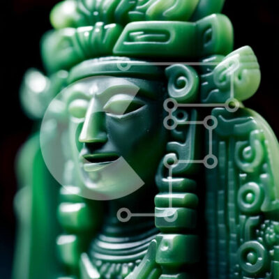 Intra Συλλεκτικό Ξύλινο Παζλ Plywood  4mm - Γαληνό πράσινο άγαλμα γυναίκας με στέμμα και κόμμωση Σε Ξύλινο Κουτί - Διαστάσεις: 10x10 cm – 25 κομμάτια - Image 1