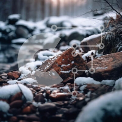 Intra Συλλεκτικό Ξύλινο Παζλ Plywood 4mm - Όμορφη εικόνα μιας βραχώδους ακτογραμμής με χιονισμένα δέντρα και νερό Σε Ξύλινο Κουτί - Διαστάσεις: 10x10 cm – 25 κομμάτια - Image 1