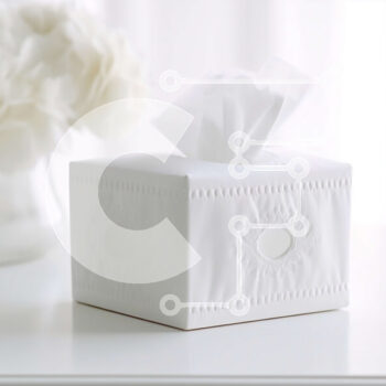 Intra Συλλεκτικό Ξύλινο Παζλ Plywood  4mm - Λευκό χαρτομάντιλο κουτί και λουλούδια στο τραπέζι - φωτογραφία αρχείου Σε Ξύλινο Κουτί - Διαστάσεις Puzzle: 10x10 cm – 25 κομμάτια - Image 1