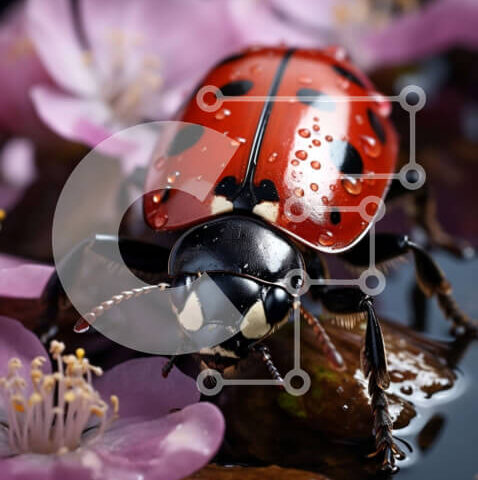 Intra Συλλεκτικό Ξύλινο Παζλ Plywood  4mm - Όμορφη εικόνα μιας πασχαλίτσας σε ένα ροζ λουλούδι Σε Ξύλινο Κουτί - Διαστάσεις: 10x10 cm – 25 κομμάτια - Image 1