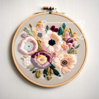 Intra Συλλεκτικό Ξύλινο Παζλ Plywood  4mm - Ρουστίκ και γοητευτικό λουλουδάτο στεφάνι κεντήματος Σε Ξύλινο Κουτί - Διαστάσεις Puzzle: 10x10 cm – 25 κομμάτια - Image 1