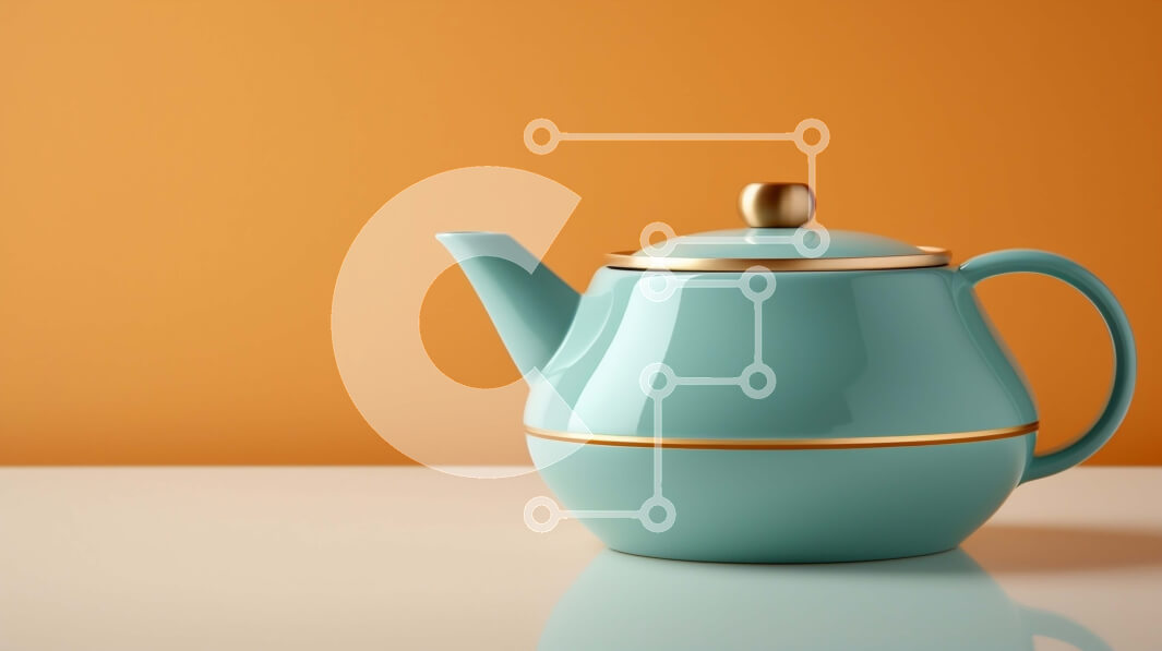 Intra Συλλεκτικό Ξύλινο Παζλ Plywood  4mm - Μπλε τσαγιέρα με χρυσή λαβή σε λευκό τραπέζι Σε Ξύλινο Κουτί - Διαστάσεις: 10x10 cm – 25 κομμάτια