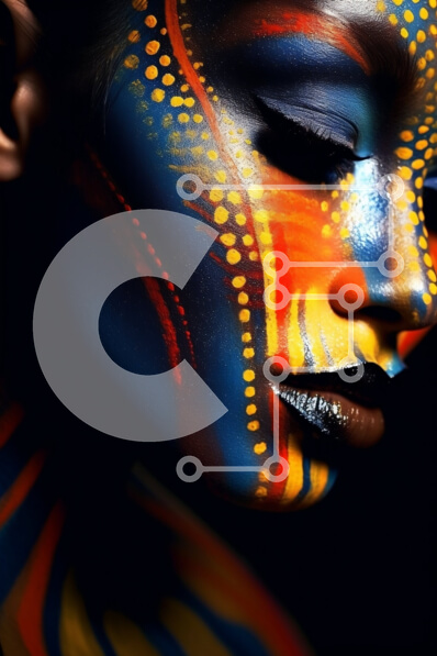 Intra Συλλεκτικό Ξύλινο Παζλ Plywood  4mm - Όμορφη εικόνα μιας γυναίκας με πολύχρωμη ζωγραφική προσώπου Σε Ξύλινο Κουτί - Διαστάσεις Puzzle: 10x10 cm – 25 κομμάτια