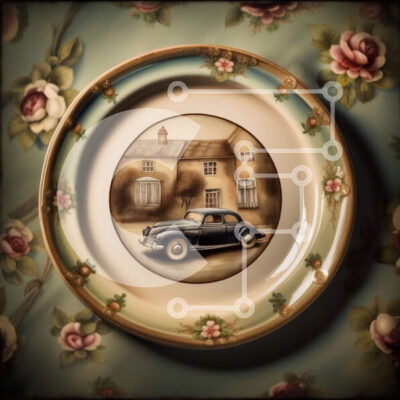 Intra Συλλεκτικό Ξύλινο Παζλ Plywood 4mm - Charming Vintage Car by a House with Flower Garden Σε Ξύλινο Κουτί - Διαστάσεις Puzzle: 10x10 cm – 25 κομμάτια - Image 1