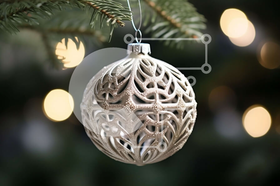 Intra Συλλεκτικό Ξύλινο Παζλ Plywood  4mm - Λευκό κεραμικό στολίδι που κρέμεται από ένα κλαδί δέντρου Σε Ξύλινο Κουτί - Διαστάσεις: 10x10 cm – 25 κομμάτια