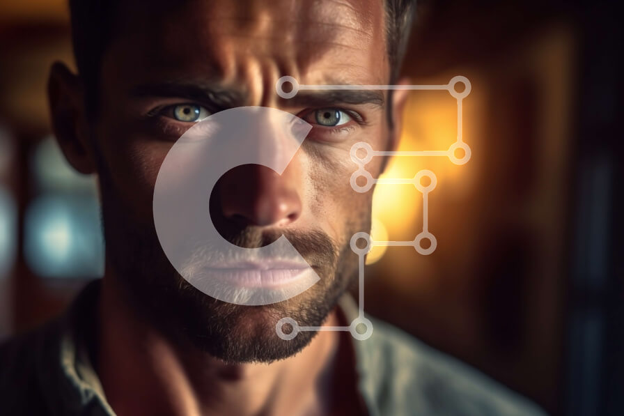 Intra Συλλεκτικό Ξύλινο Παζλ Plywood  4mm - Πορτρέτο ενός σοβαρού άνδρα με μπλε μάτια και γένια σε λευκό πουκάμισο Σε Ξύλινο Κουτί - Διαστάσεις Puzzle: 10x10 cm – 25 κομμάτια