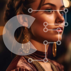 Intra Συλλεκτικό Ξύλινο Παζλ Plywood  4mm - Εκπληκτική εικόνα γυναίκας με κόκκινο βελούδινο φόρεμα με χρυσό κέντημα Σε Ξύλινο Κουτί - Διαστάσεις Puzzle: 10x10 cm – 25 κομμάτια