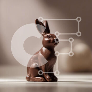 Intra Συλλεκτικό Ξύλινο Παζλ Plywood  4mm - Σοκολατένιο ειδώλιο λαγουδάκι του Πάσχα με αυγά Σε Ξύλινο Κουτί - Διαστάσεις Puzzle: 10x10 cm – 25 κομμάτια - Image 1