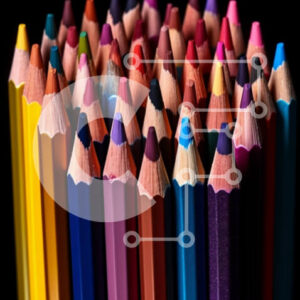 Intra Συλλεκτικό Ξύλινο Παζλ Plywood  4mm - Φωτεινά και πολύχρωμα μολύβια τοποθετημένα σε κύκλο Σε Ξύλινο Κουτί - Διαστάσεις: 10x10 cm – 25 κομμάτια