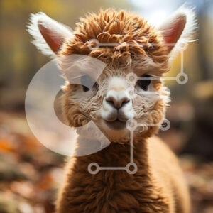 Intra Συλλεκτικό Ξύλινο Παζλ Plywood  4mm - Αξιολάτρευτη εικόνα ενός καφέ αλπακά στο φθινοπωρινό δάσος Σε Ξύλινο Κουτί - Διαστάσεις: 10x10 cm – 25 κομμάτια