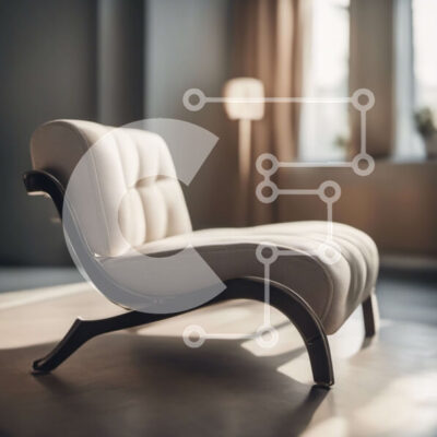 Intra Συλλεκτικό Ξύλινο Παζλ Plywood  4mm - Μοντέρνα λευκή δερμάτινη πολυθρόνα με ξύλινο σκελετό Σε Ξύλινο Κουτί - Διαστάσεις Puzzle: 10x10 cm – 25 κομμάτια - Image 1