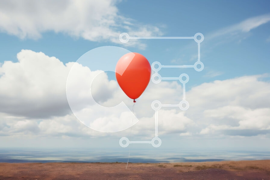 Intra Συλλεκτικό Ξύλινο Παζλ Plywood  4mm - Κόκκινο μπαλόνι στον συννεφιασμένο ουρανό Σε Ξύλινο Κουτί - Διαστάσεις: 10x10 cm – 25 κομμάτια