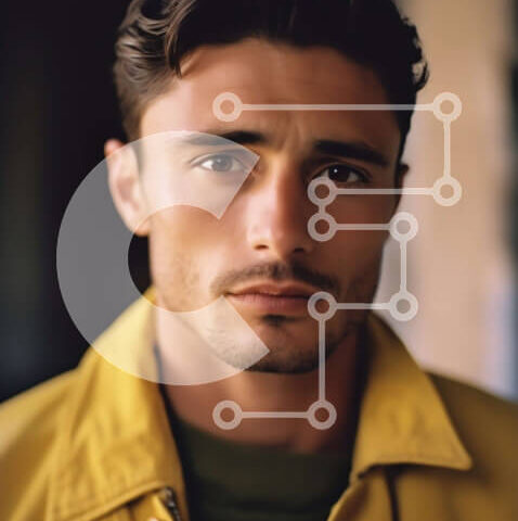 Intra Συλλεκτικό Ξύλινο Παζλ Plywood  4mm - Σοβαρός άνδρας με κίτρινο σακάκι που κοιτάζει την κάμερα Σε Ξύλινο Κουτί - Διαστάσεις Puzzle: 10x10 cm – 25 κομμάτια - Image 1