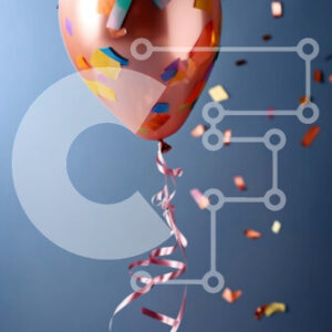 Intra Συλλεκτικό Ξύλινο Παζλ Plywood  4mm - Γιορτή με χάλκινο μπαλόνι και κομφετί που πέφτουν Σε Ξύλινο Κουτί - Διαστάσεις: 10x10 cm – 25 κομμάτια