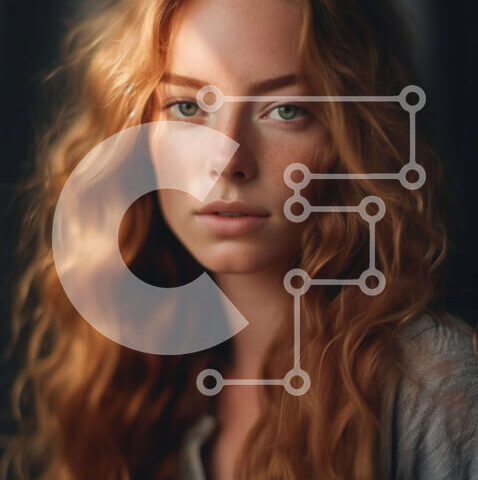 Intra Συλλεκτικό Ξύλινο Παζλ Plywood  4mm - Νεαρή γυναίκα με κόκκινα μαλλιά σε φυσικό φως Σε Ξύλινο Κουτί - Διαστάσεις Puzzle: 10x10 cm – 25 κομμάτια - Image 1