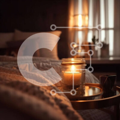 Intra Συλλεκτικό Ξύλινο Παζλ Plywood 4mm - Ζεστό και άνετο υπνοδωμάτιο με κεριά και μαλακό κρεβάτι Σε Ξύλινο Κουτί - Διαστάσεις Puzzle: 10x10 cm – 25 κομμάτια - Image 1