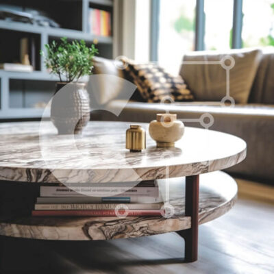 Intra Συλλεκτικό Ξύλινο Παζλ Plywood  4mm - Άνετο σαλόνι με μαρμάρινο τραπεζάκι σαλονιού και φυσικό φως Σε Ξύλινο Κουτί - Διαστάσεις Puzzle: 10x10 cm – 25 κομμάτια - Image 1