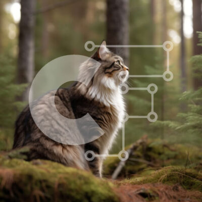 Intra Συλλεκτικό Ξύλινο Παζλ Plywood  4mm - Αξιολάτρευτη εικόνα μιας γάτας στο δάσος Σε Ξύλινο Κουτί - Διαστάσεις: 10x10 cm – 25 κομμάτια - Image 1