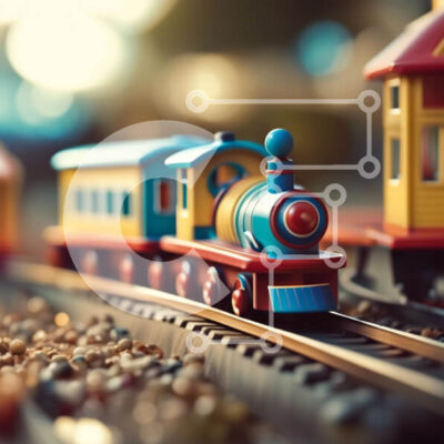 Intra Συλλεκτικό Ξύλινο Παζλ Plywood 4mm - Διασκεδαστικό και παιχνιδιάρικο σετ τρένου με πολύχρωμα κτίρια Σε Ξύλινο Κουτί - Διαστάσεις: 10x10 cm – 25 κομμάτια - Image 1