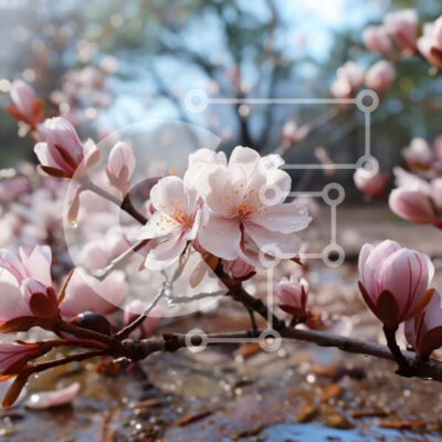 Intra Συλλεκτικό Ξύλινο Παζλ Plywood  4mm - Όμορφη εικόνα ενός ανθισμένου δέντρου σε πλήρη άνθιση Σε Ξύλινο Κουτί - Διαστάσεις: 10x10 cm – 25 κομμάτια - Image 1