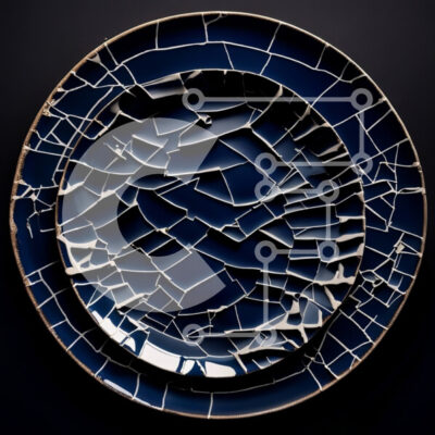 Intra Συλλεκτικό Ξύλινο Παζλ Plywood  4mm - Ραγισμένο μπλε πιάτο Στοκ Φωτογραφία Σε Ξύλινο Κουτί - Διαστάσεις: 10x10 cm – 25 κομμάτια - Image 1