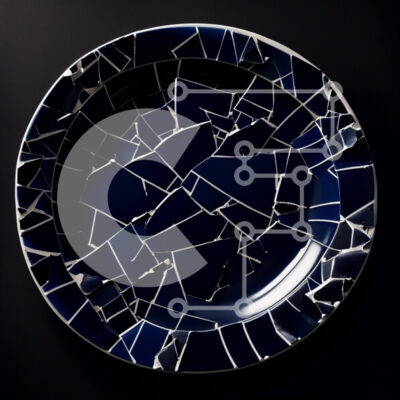 Intra Συλλεκτικό Ξύλινο Παζλ Plywood  4mm - Εκπληκτική εικόνα ενός μπλε πιάτου με θρυμματισμένες άκρες Σε Ξύλινο Κουτί - Διαστάσεις: 10x10 cm – 25 κομμάτια - Image 1