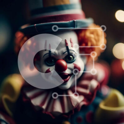 Intra Συλλεκτικό Ξύλινο Παζλ Plywood 4mm - Χαμογελαστός Κλόουν με πολύχρωμη στολή και μπαλόνι Σε Ξύλινο Κουτί - Διαστάσεις Puzzle: 10x10 cm – 25 κομμάτια - Image 1