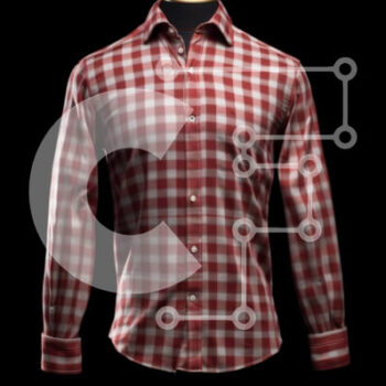 Intra Συλλεκτικό Ξύλινο Παζλ Plywood  4mm - Casual outfit με κόκκινο και λευκό καρό πουκάμισο και σκούρο μπλε τζιν Σε Ξύλινο Κουτί - Διαστάσεις Puzzle: 10x10 cm – 25 κομμάτια - Image 1