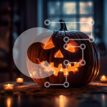 Intra Συλλεκτικό Ξύλινο Παζλ Plywood  4mm - Απόκοσμη αποκριάτικη διακόσμηση: Φανάρι Jack-o'-Lantern με φως κεριού Σε Ξύλινο Κουτί - Διαστάσεις: 10x10 cm – 25 κομμάτια - Image 1