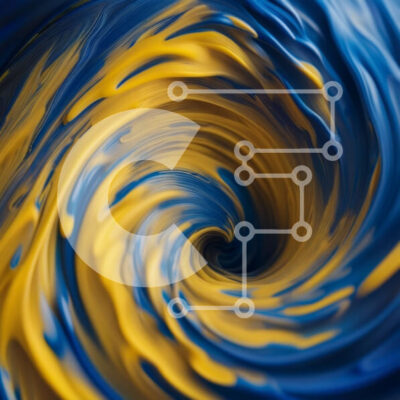 Intra Συλλεκτικό Ξύλινο Παζλ Plywood  4mm - Εντυπωσιακό αφηρημένο σχέδιο με στροβιλιζόμενα μπλε και κίτρινα χρώματα Σε Ξύλινο Κουτί - Διαστάσεις Puzzle: 10x10 cm – 25 κομμάτια - Image 1