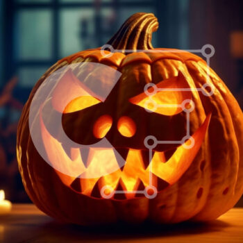 Intra Συλλεκτικό Ξύλινο Παζλ Plywood  4mm - Απόκοσμη κολοκύθα αποκριών με σκαλιστό τρομακτικό πρόσωπο Σε Ξύλινο Κουτί - Διαστάσεις: 10x10 cm – 25 κομμάτια - Image 1