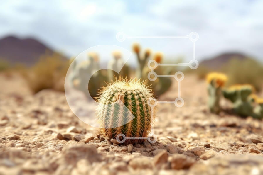 Intra Συλλεκτικό Ξύλινο Παζλ Plywood  4mm - Όμορφη εικόνα ενός μικρού φυτού κάκτου στη μέση μιας ξηρής ερήμου Σε Ξύλινο Κουτί - Διαστάσεις: 10x10 cm – 25 κομμάτια