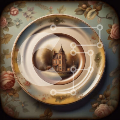 Intra Συλλεκτικό Ξύλινο Παζλ Plywood  4mm - Vintage στυλ πιάτο με ζωγραφική του σπιτιού Σε Ξύλινο Κουτί - Διαστάσεις Puzzle: 10x10 cm – 25 κομμάτια - Image 1