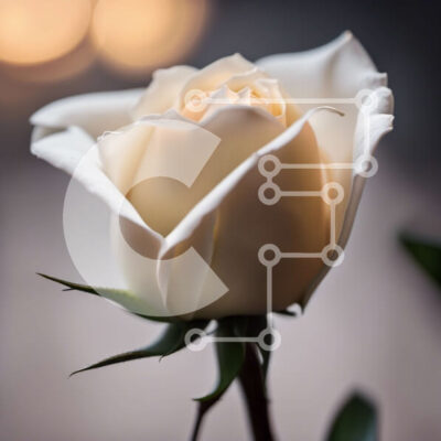 Intra Συλλεκτικό Ξύλινο Παζλ Plywood 4mm - Όμορφη εικόνα ενός λευκού τριαντάφυλλου με πράσινα φύλλα και κίτρινο κέντρο Σε Ξύλινο Κουτί - Διαστάσεις: 10x10 cm – 25 κομμάτια - Image 1