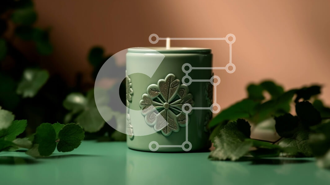 Intra Συλλεκτικό Ξύλινο Παζλ Plywood  4mm - Ήσυχη και ήρεμη ατμόσφαιρα με πράσινο κερί και φυτά σε γλάστρες Σε Ξύλινο Κουτί - Διαστάσεις Puzzle: 10x10 cm – 25 κομμάτια