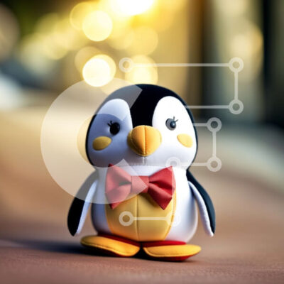 Intra Συλλεκτικό Ξύλινο Παζλ Plywood  4mm - Αξιολάτρευτη εικόνα ενός πιγκουίνου με παπιγιόν και ριγέ πουκάμισο Σε Ξύλινο Κουτί - Διαστάσεις: 10x10 cm – 25 κομμάτια - Image 1