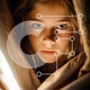 Intra Συλλεκτικό Ξύλινο Παζλ Plywood  4mm - Αξιολάτρευτη εικόνα ενός νεαρού κοριτσιού που κρυφοκοιτάζει κάτω από μια κουβέρτα Σε Ξύλινο Κουτί - Διαστάσεις Puzzle: 10x10 cm – 25 κομμάτια