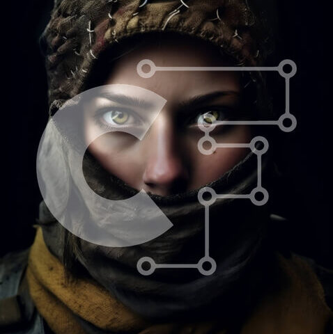 Intra Συλλεκτικό Ξύλινο Παζλ Plywood  4mm - Σοβαρή γυναίκα που φορά ένα κασκόλ και σακάκι με κουκούλα Σε Ξύλινο Κουτί - Διαστάσεις Puzzle: 10x10 cm – 25 κομμάτια - Image 1