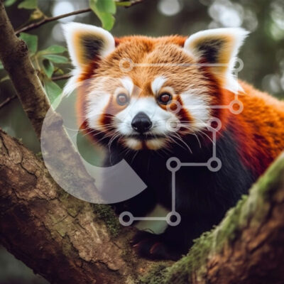 Intra Συλλεκτικό Ξύλινο Παζλ Plywood  4mm - Αξιολάτρευτο κόκκινο Panda ποζάρει για την κάμερα σε ένα κλαδί δέντρου Σε Ξύλινο Κουτί - Διαστάσεις: 10x10 cm – 25 κομμάτια - Image 1