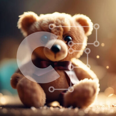 Intra Συλλεκτικό Ξύλινο Παζλ Plywood  4mm - Αξιολάτρευτη εικόνα ενός μικρού καφέ αρκουδάκι με παπιγιόν Σε Ξύλινο Κουτί - Διαστάσεις: 10x10 cm – 25 κομμάτια - Image 1