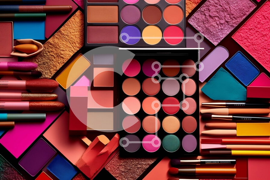 Intra Συλλεκτικό Ξύλινο Παζλ Plywood  4mm - Ζωντανή παλέτα μακιγιάζ με διάφορα χρώματα σε μαύρο φόντο Σε Ξύλινο Κουτί - Διαστάσεις Puzzle: 10x10 cm – 25 κομμάτια