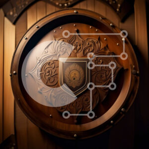 Intra Συλλεκτικό Ξύλινο Παζλ Plywood  4mm - Περίπλοκο Ξύλινο Βαρέλι με Έμβλημα Λιονταριού Σε Ξύλινο Κουτί - Διαστάσεις: 10x10 cm – 25 κομμάτια