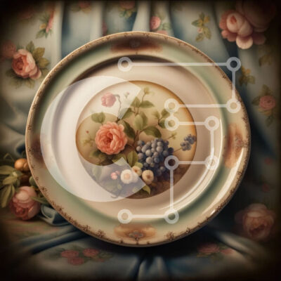 Intra Συλλεκτικό Ξύλινο Παζλ Plywood 4mm - Όμορφο πορσελάνινο πιάτο με λουλουδάτο σχέδιο σε μπλε τραπεζομάντιλο Σε Ξύλινο Κουτί - Διαστάσεις: 10x10 cm – 25 κομμάτια - Image 1