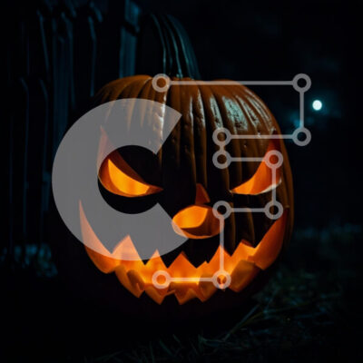 Intra Συλλεκτικό Ξύλινο Παζλ Plywood  4mm - Απόκοσμη σκαλισμένη κολοκύθα στο σκοτάδι Σε Ξύλινο Κουτί - Διαστάσεις: 10x10 cm – 25 κομμάτια - Image 1