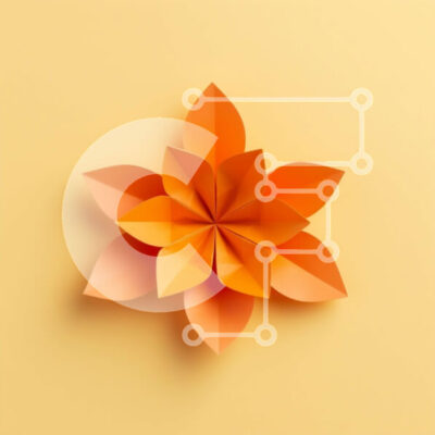 Intra Συλλεκτικό Ξύλινο Παζλ Plywood  4mm - Πορτοκαλί χάρτινο λουλούδι - Απλό και κομψό σχέδιο Σε Ξύλινο Κουτί - Διαστάσεις Puzzle: 10x10 cm – 25 κομμάτια - Image 1