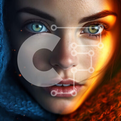 Intra Συλλεκτικό Ξύλινο Παζλ Plywood  4mm - Σοβαρό πορτρέτο μιας γυναίκας με μπλε μάτια και μακριά καστανά μαλλιά Σε Ξύλινο Κουτί - Διαστάσεις Puzzle: 10x10 cm – 25 κομμάτια - Image 1