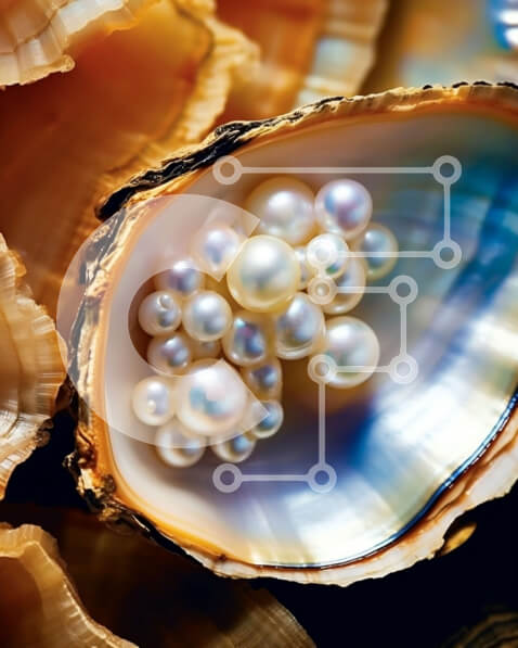 Intra Συλλεκτικό Ξύλινο Παζλ Plywood  4mm - Όμορφη όψη από κοντά του κοχυλιού στρειδιών με μαργαριτάρια Σε Ξύλινο Κουτί - Διαστάσεις: 10x10 cm – 25 κομμάτια