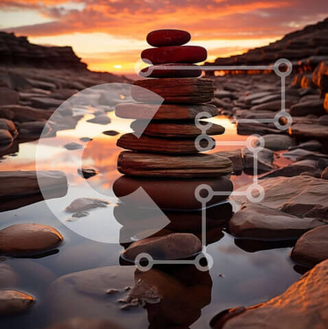 Intra Συλλεκτικό Ξύλινο Παζλ Plywood  4mm - Υπέροχη θέα στο ηλιοβασίλεμα των ισορροπημένων βράχων στο νερό Σε Ξύλινο Κουτί - Διαστάσεις Puzzle: 10x10 cm – 25 κομμάτια - Image 1