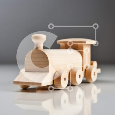 Intra Συλλεκτικό Ξύλινο Παζλ Plywood  4mm - Ξύλινο παιχνίδι τρένο σε γκρίζα επιφάνεια - φωτογραφία αρχείου Σε Ξύλινο Κουτί - Διαστάσεις: 10x10 cm – 25 κομμάτια - Image 1